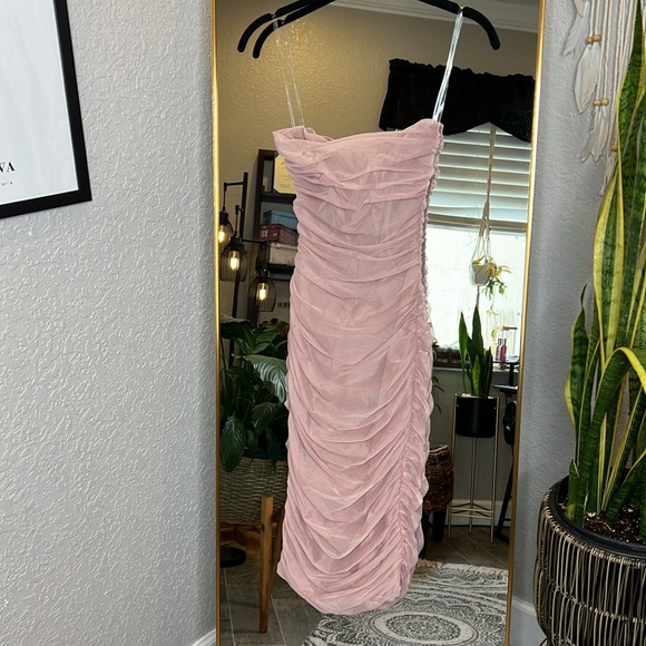 House of CB 'Julianna' Blush Strapless Ruched Midi Dress NWOT - Picture 10 of 12